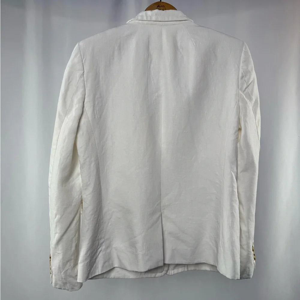 J. Crew Regent 100% Linen One‎ Button Blazer in White Size 12